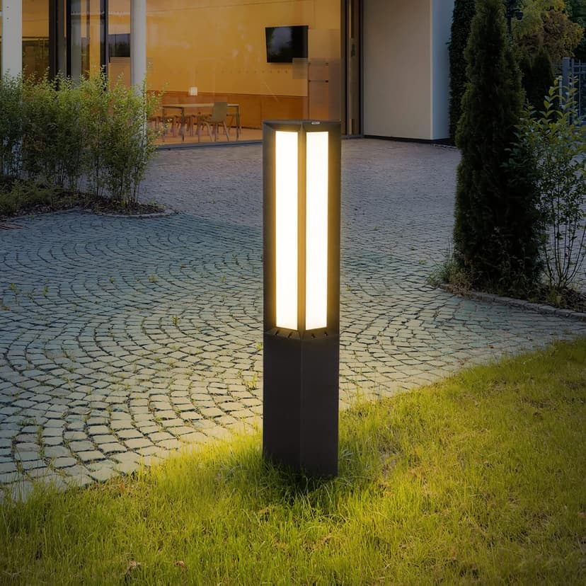 Landscape Path Light, Stainless Steel 8W 800LM Luxury LED Lighting, 32 Inches Modern Outdoor Bollard Lighting for Lawn, Patio, Courtyard and Driveway Decoration