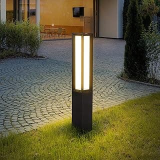 Landscape Path Light, Stainless Steel 8W 800LM Luxury LED Lighting, 32 Inches Modern Outdoor Bollard Lighting for Lawn, Patio, Courtyard and Driveway Decoration