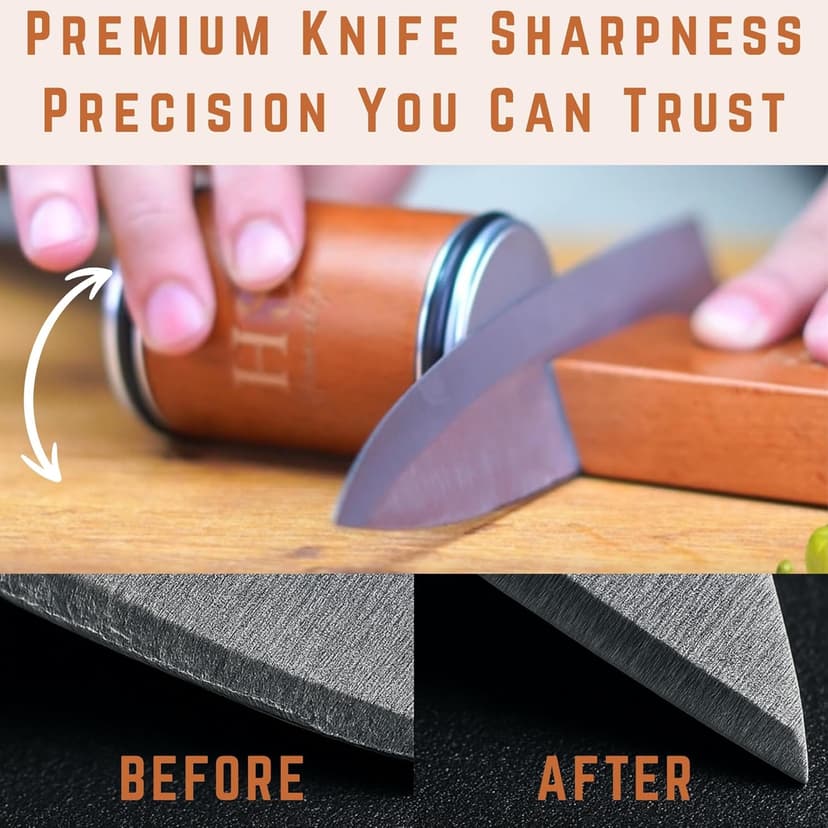 Rolling Knife Sharpener Kit with 2 Extra Discs (Diamond & Ceramic) - 15° & 20° Angles, Magnetic Knife Holder, Ideal for Kitchen, Pocket, Chef, and Hunting Knives