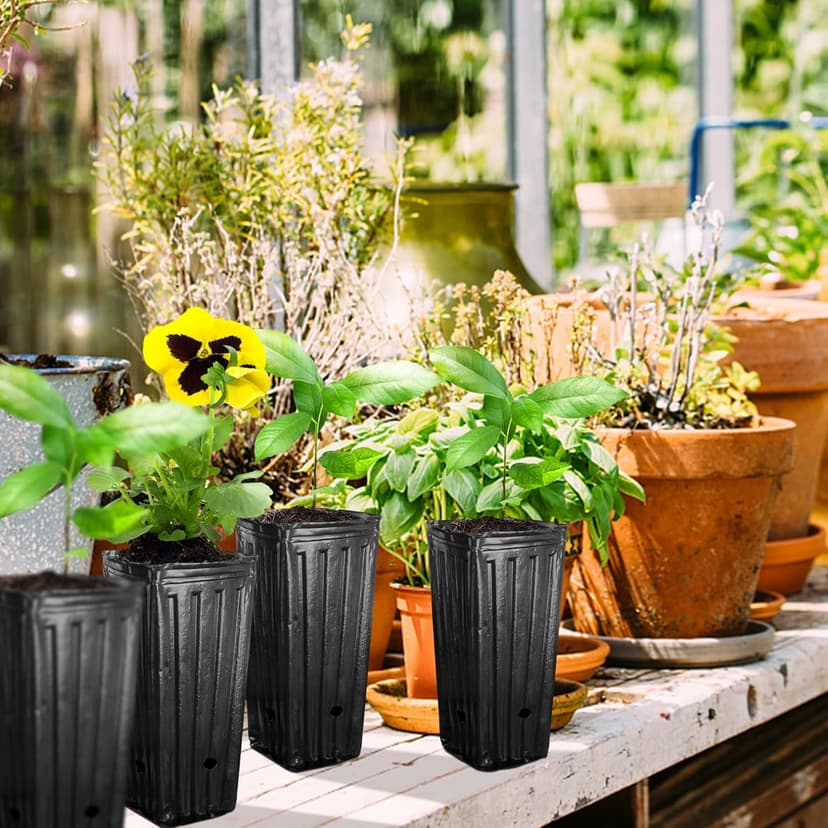 Iceyyyy 40Pcs Tall Tree Pots,Plastic Deep Nursery Treepots,7.8" Tall Seedling Flower Plant Container Pots for Indoor Outdoor Garden Plants (40pcs)