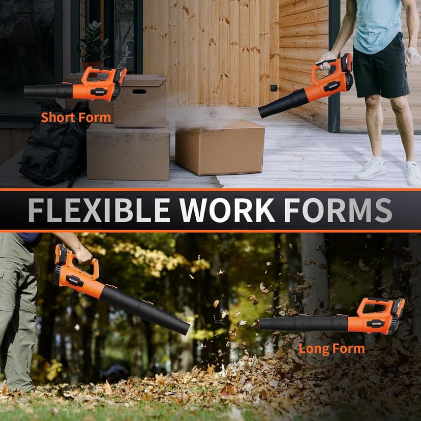 Leaf Blower, 21V Cordless Electric Blower with 2 2.0Ah Batteries and 1 Hour Fast Charger, Lightweight Leaf Blower for Patio Cleaning, Lawn Care, Blowing Fallen Leaves and Dust, etc.