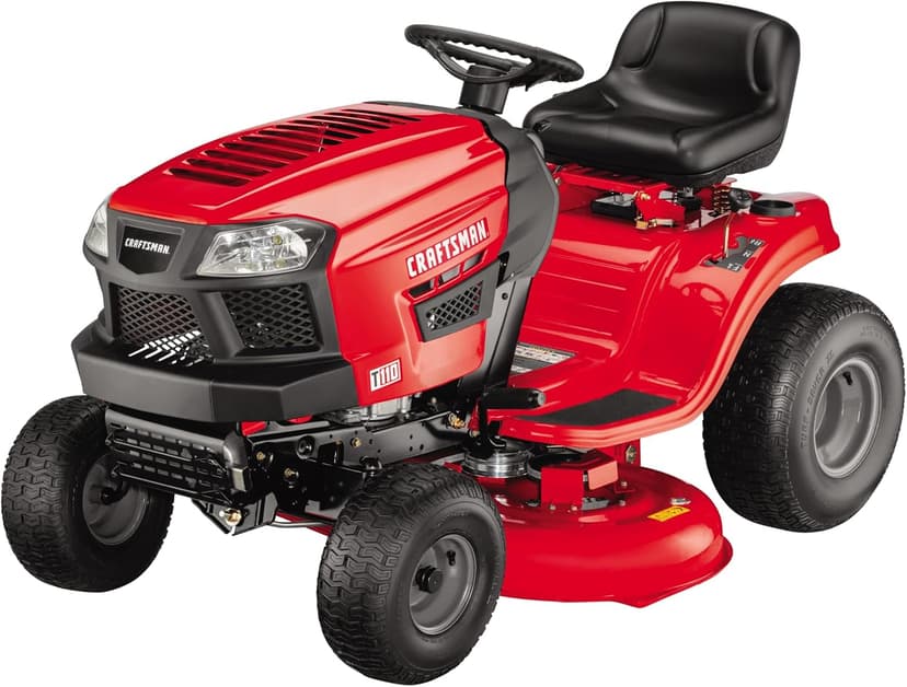 CRAFTSMAN 42" Gas Riding Lawn Mower with 17.5 HP* Briggs and Stratton Single-Cylinder Engine, Gas Lawn Tractor with 7-Speed Transmission, Red/Black
