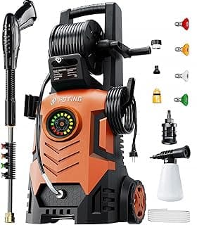 2025Upgraded Electric Pressure Washer with Adjustable Touch Screen 5000PSI 3.3GPM/8 Level, 58Total Long, 4 Quick Connect Nozzles,Inlet Hose&Filter&Foam Cannon for Cars/Fences/Driveways/Home Cleaning