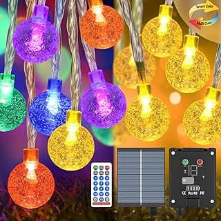 56FT 100LED Solar String Lights, Outdoor Solar Outdoor Lights with Remote, Color Changing Globe Patio Light, 13 Light Modes, Timing & IP65 Waterproof, Christmas Decoration for Garden Yard