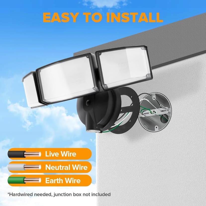 LUTEC 75W 8000LM Dusk to Dawn Outdoor Lighting, LED Flood Light Outdoor with Photocell, 5000K Daylight, IP65 Waterproof, LED Security Lights for Garage, Yard, Patio (Black)