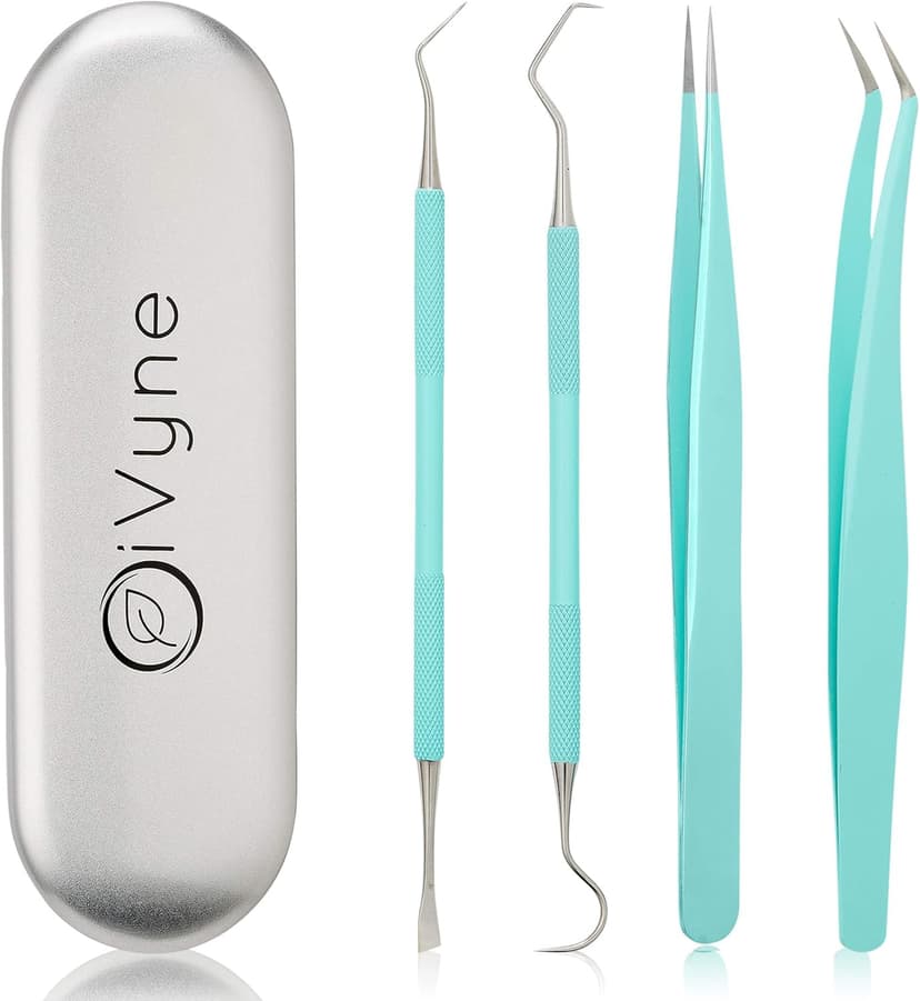 Premium Vinyl Weeding Tool Kit - Precision Stainless Steel Weeder - Hook and Pick with Fine Tweezers Crafting Set - by iVyne