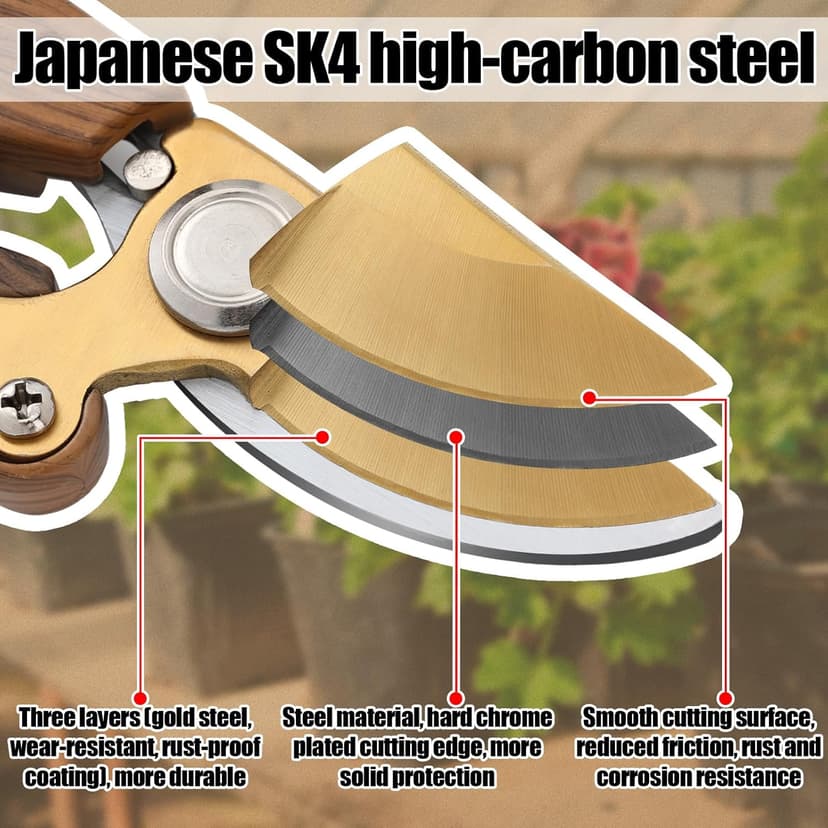 Lothee Japanese Gardening Scissors Made in Japan, Carbon Steel Flower Pruning Shears Heavy-duty Gardening Scissors, for Pruning Plants