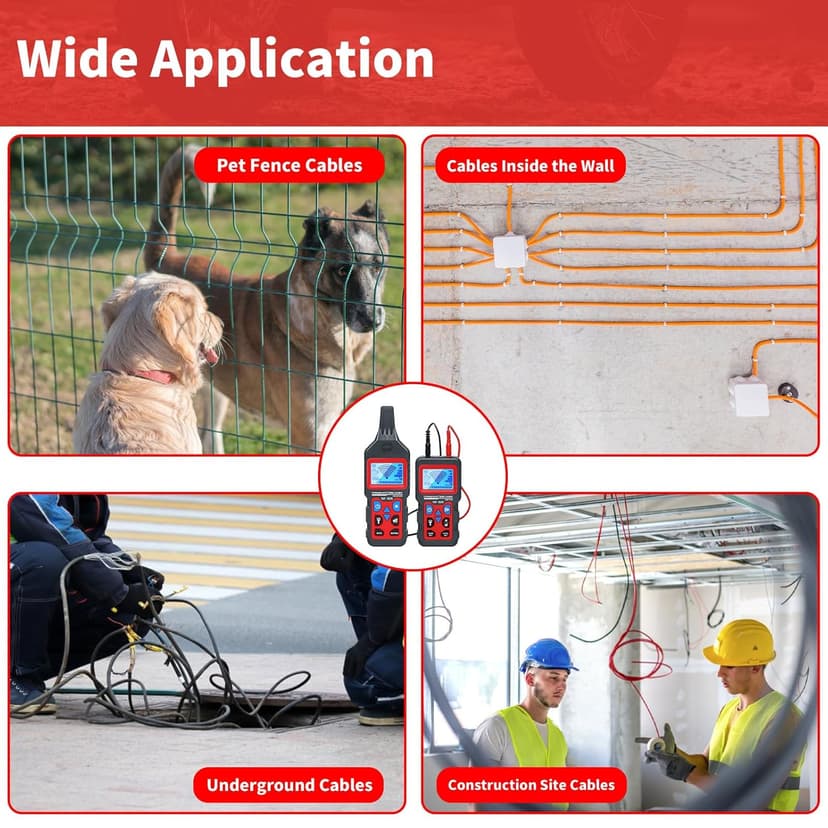 Underground Cable Wire Locator, RockyMars Cable Tester Wire Tracker, Detect Cables, NF826 Underground Wire Locator for Dog Fence Cables, Wire Detector Test Short Circuit Breaker of Wall