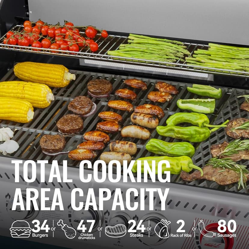 Royal Gourmet GA5403B 5 Burner Propane Gas Grill with Side Burner & Rear Burner, Cabinet Style Design BBQ Grill with 74,000 BTUs Output for Barbecue Grilling & Backyard Cooking, Blue