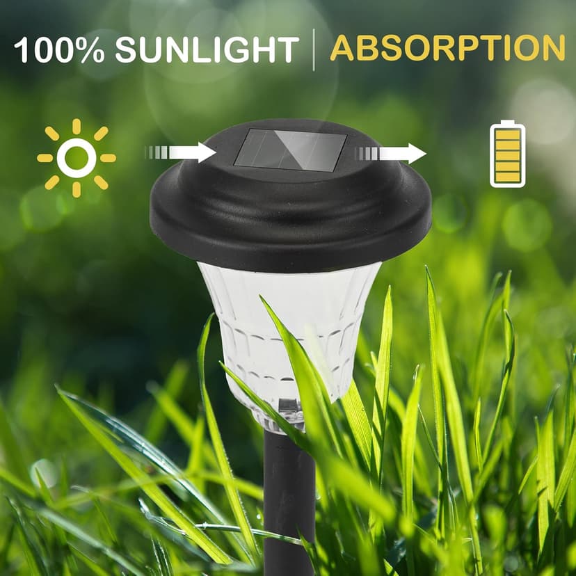 Solar Pathway Lights Outdoor Waterproof, 8 Pack 6500K Solar Garden Lights with Auto On/Off, Bright Outdoor Garden Decor for Yard Patio Walkway Lawn Landscape, Cold White