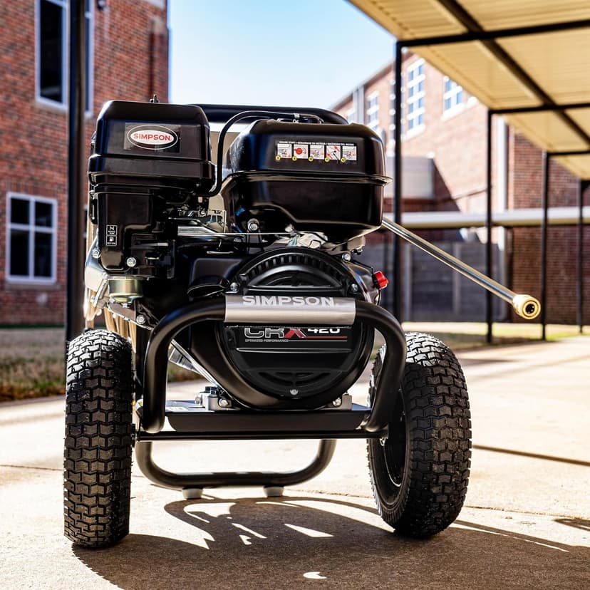 SIMPSON Cleaning PS60843 PowerShot 4400 PSI Gas Pressure Washer, 4.0 GPM, CRX 420cc Engine, Includes Spray Gun and Extension Wand, 5 QC Nozzle Tips, 3/8-inch x 50-foot Monster Hose, 49-State