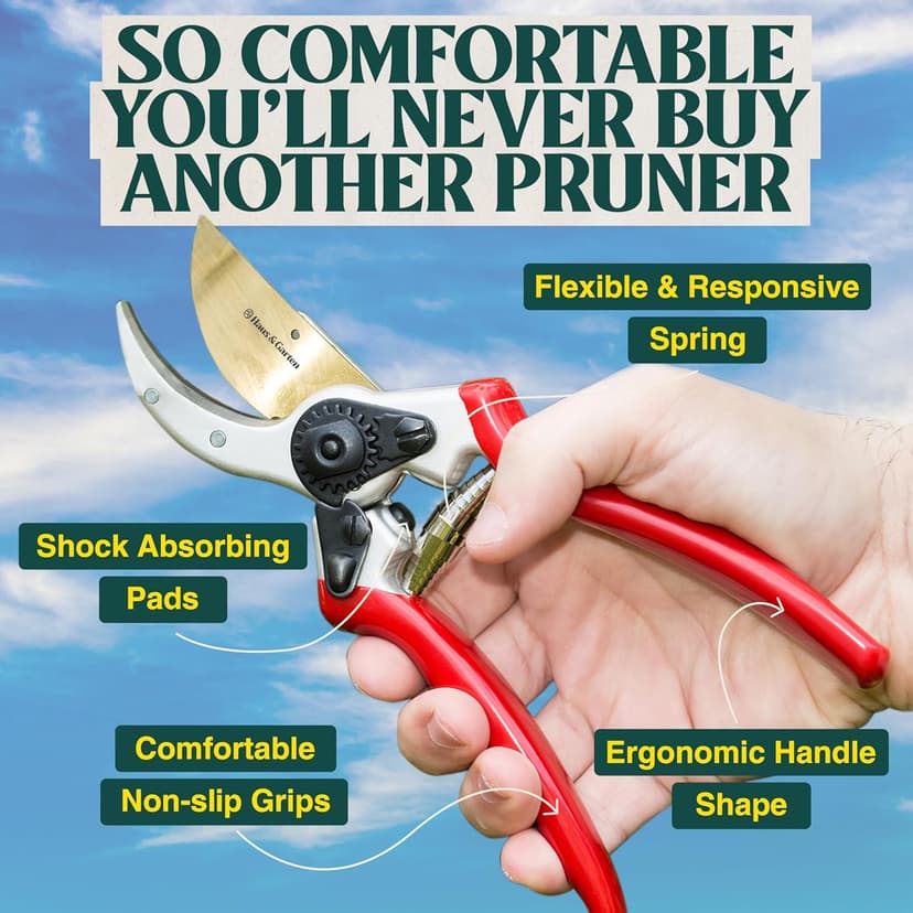 ClassicPRO 8.5" Professional Premium Titanium Bypass Pruning Shears - Use As Pruners, Garden Shears, Heavy Duty Handheld Pruning Shears For Gardening, Clippers, Pruner Scissor Tool