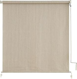 Outdoor Roller Shades，Cordless Patio Roller Up Blinds with Shade Cloth for Porch Gazebo Pergola Balcony Backyard，2 Poles & 1 Fabric，Sesame，48" Wx72 H
