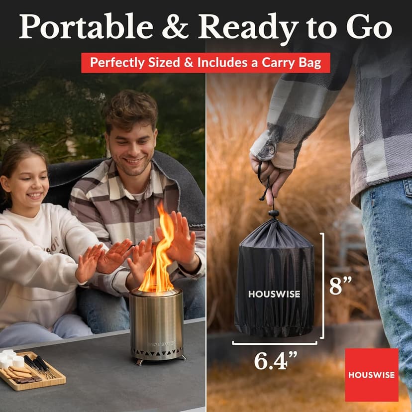 Smokeless Tabletop Fire Pit Outdoor - 8 Inch Mini Fire Pit, Wood Pellet Table Top Firepit, Portable Table Top Pit for Outside Patio, Small Pits Patio Heater Stove, Tabletop Firepit