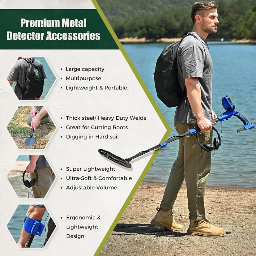 Metal Detector for Adults Waterproof-Professional Higher Accuracy Gold Detector with LCD Display,5 Mode,Advanced DSP Chip 12" Coil Metal Detector