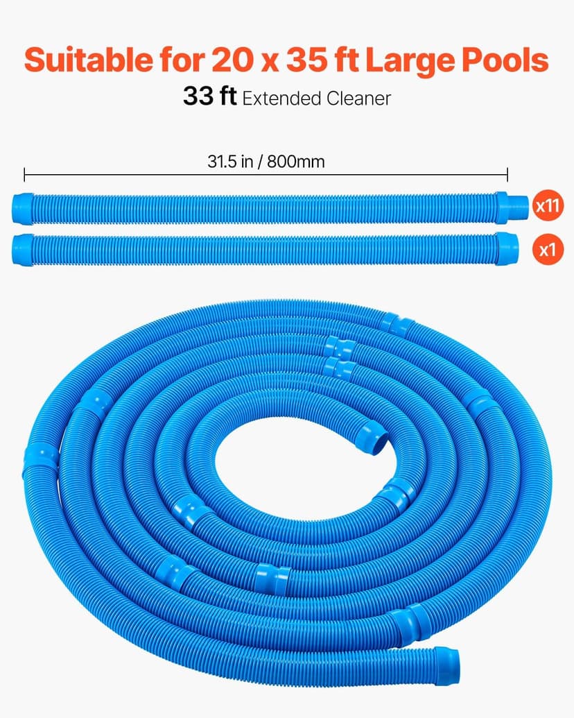 VEVOR Suction Pool Cleaner, Automatic Pool Vacuum Cleaner, Suction Side Automatic Pool Cleaner, Suction Vacuum Pool Sweeper with 12 Hoses, for In-ground Pool and Above-Ground Pool Up to 20 x 35 ft
