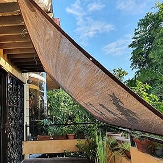 Shade Sail Sun Shade Cloth 9'9"x9'9" Rectangle Outdoor Canopy Outside Sunshade Awning Cover Privacy Screen Net UV Block for Patio Pergola Gazebo Porch Backyard Lawn Garden Outdoor Activities