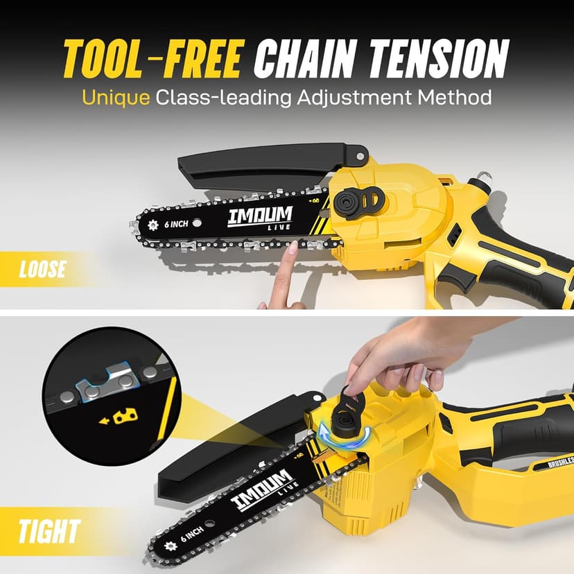 Mini Chainsaw Cordless 6 Inch, 32FT/S Fast Powerful Cutting, Brushless Electric Handheld Chain Saw with 3.0Ah Battery Powered, Auto Oiler, Lightweight, Sharp for Tree Trimming Pruning(Upgrade Version)