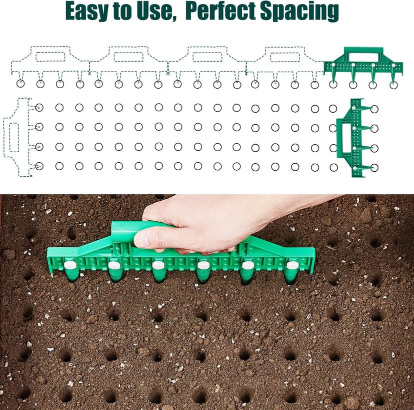 Seed Dibber, Multifunctional Seed Spacer Tool, Seed-in Soil Digger Garden Spacer aid for Planting Seeds Laying Out ideally Spaced Rows (Green)