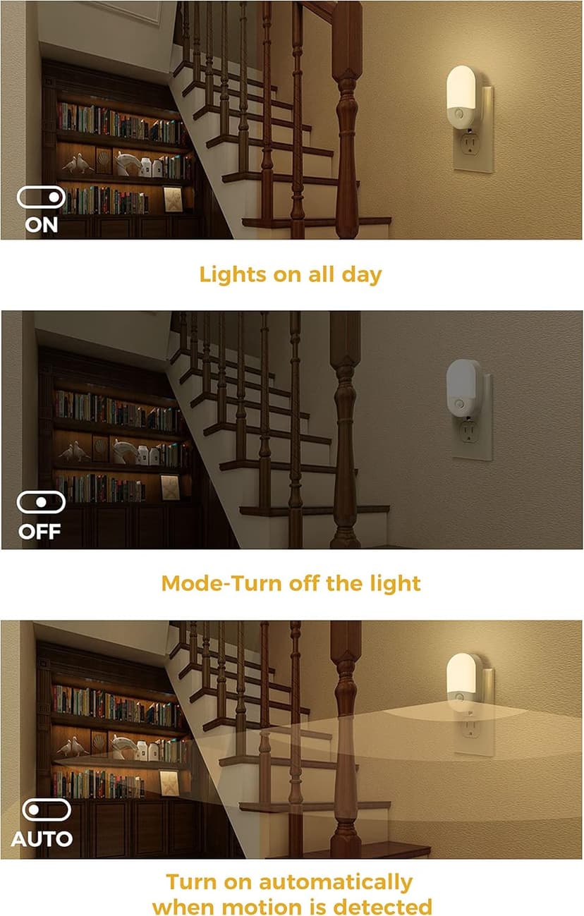 L LOHAS LED Motion Sensor Night Light, 2Pack, Motion Activated Night Light, Night Lights Plug into Wall Motion Sensor, 3000K Warm White, Adjustable Brightness 30/60LM, for Kids Adults Bathroom Bedroom