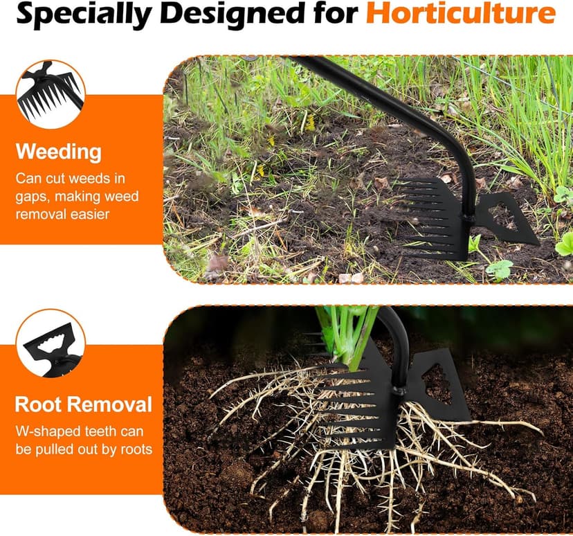 2024 New Gardening Hand Weeder Tools, Weeding Artifact Uproot Weeding Tools, Manganese Steel Weed Remover Tool Hand Weed Puller, for Yard and Garden（11 Tines）
