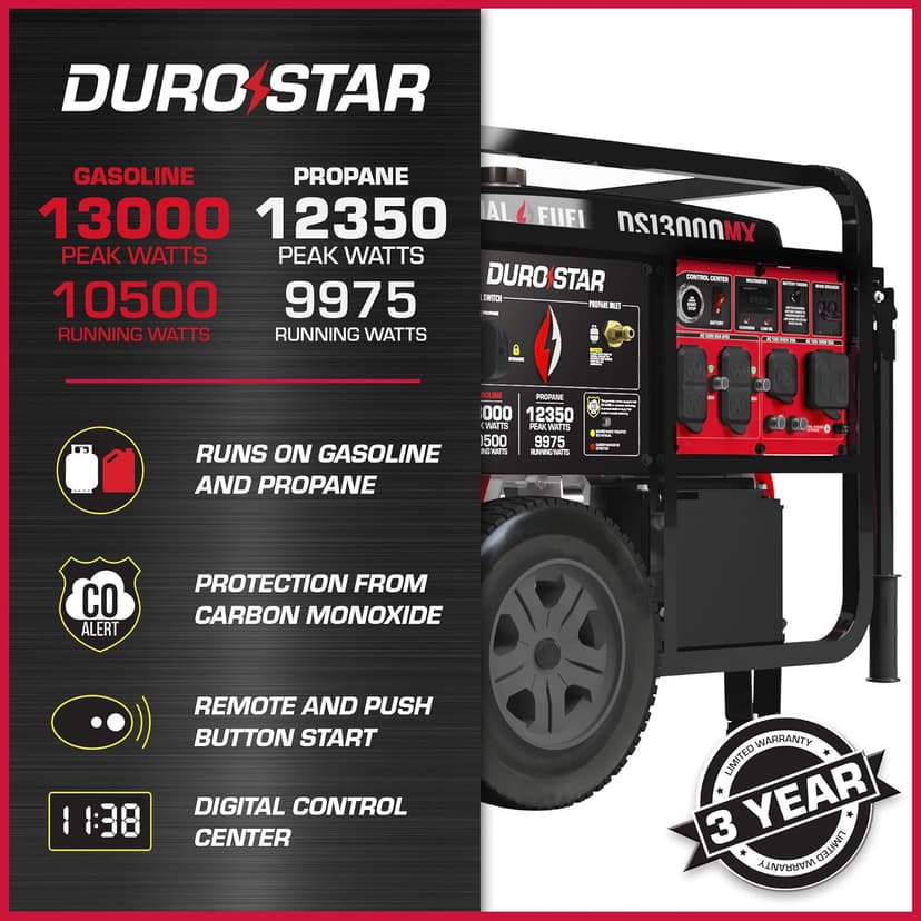 DS13000MX 13,000-Watt 500cc Dual Fuel Portable Generator