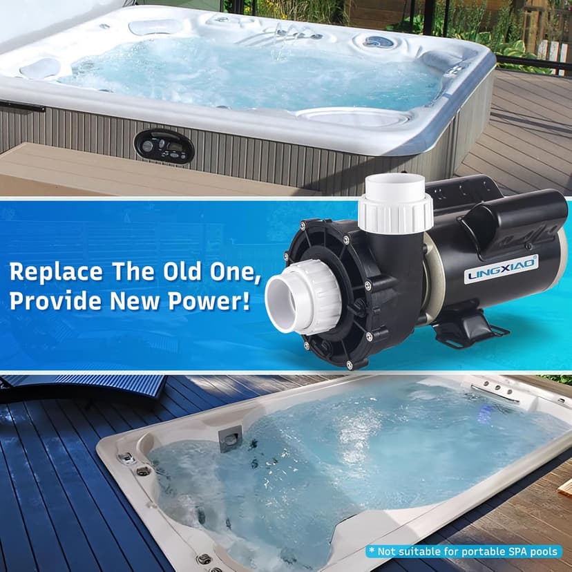SPA Pump, 2 Speed Hot Tub SPA Pump - 1.5HP LX SPA Motor, 115V, 2"Port, 48 Frame - (Model: 48WUA1001C-II)