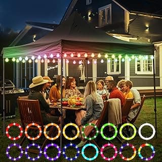 Upgraded LED Canopy Lights for 10x10Ft Canopy, 40Ft LED String Lights, Canopy Tent Lights with 80LED Warm White Bulbs&8 Modes, 16 Color Change by Yourself, Waterproof, Super Bright to Display at Night