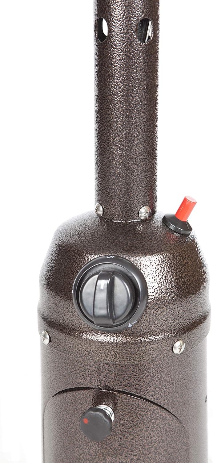 Fire Sense 61322 Portable Patio Heater Outdoor Tabletop Lightweight Propane 10,000 BTU Auto-Shutoff Valve ODS Compliant - Hammer Tone Bronze