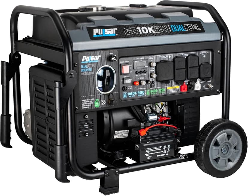 Pulsar 10500W Dual Fuel Portable Inverter Generator for Residential and Camping Use GD10KBN