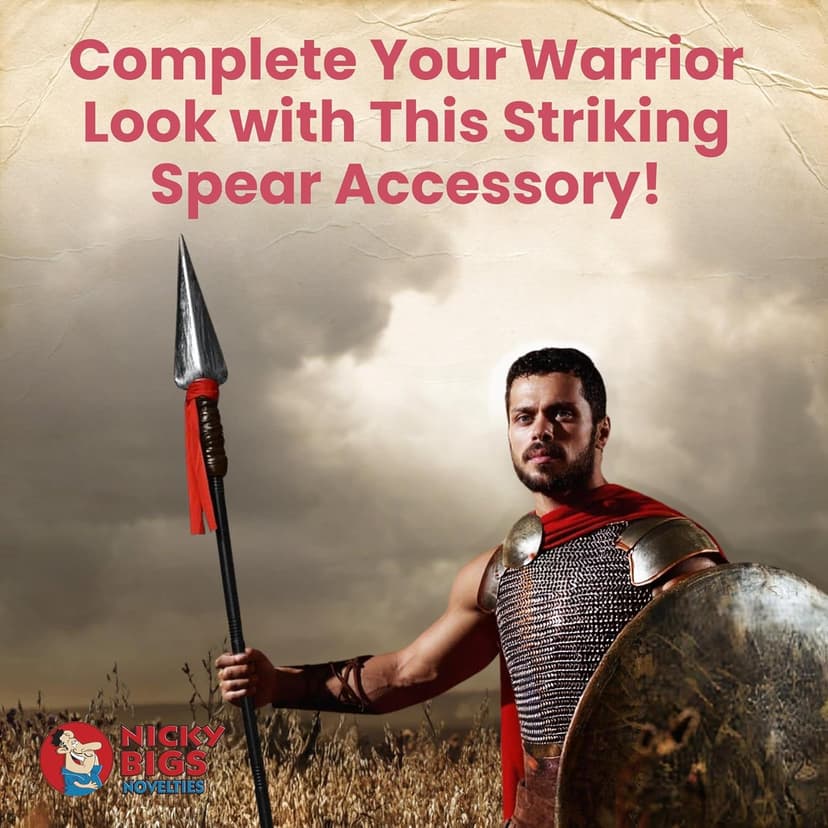 Nicky Bigs Novelties - Adult Plastic Spartan Spear, Roman Replica, Viking Spear Costume, Native American Weapons Roman Gladiator Woman and Men Spartan Halloween Costume