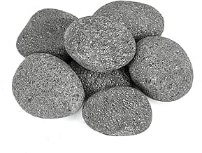 Skyflame 3-5 Inch Round Lava Rock Pebbles, 10 Pounds Black Natural Tumbled Stones for Indoor Outdoor Gas Fire Pit|Fireplaces|Garden Landscaping Decoration| Cultivation of Potted Plants