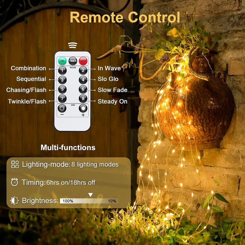 JMEXSUSS 2 Pack Fairy Lights Battery Operated with Remote, Total 400 LED 132ft Battery Powered String Lights, Twinkle Fairy Lights for Bedroom Indoor Outdoor Patio Tree Valentine Decor, Warm White