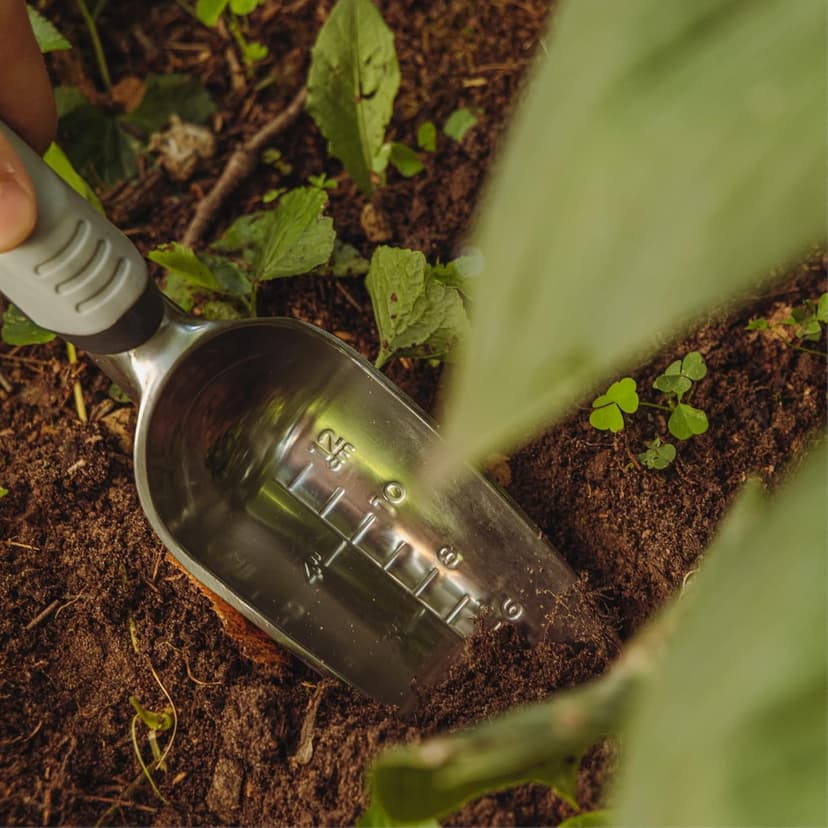Woodland Tools Co. Heavy Duty Garden Transplanter – Rust-Resistant Aluminum Hand Trowel with Depth Gauge and Ergonomic Soft Grip Handle