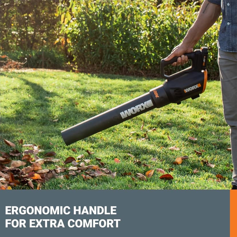 WORX WG547 20V Cordless Leaf Blower, Electric Blower with Turbine Fan, Blowers for Lawn Care with 2 Speed Control, Battery & Charger Included