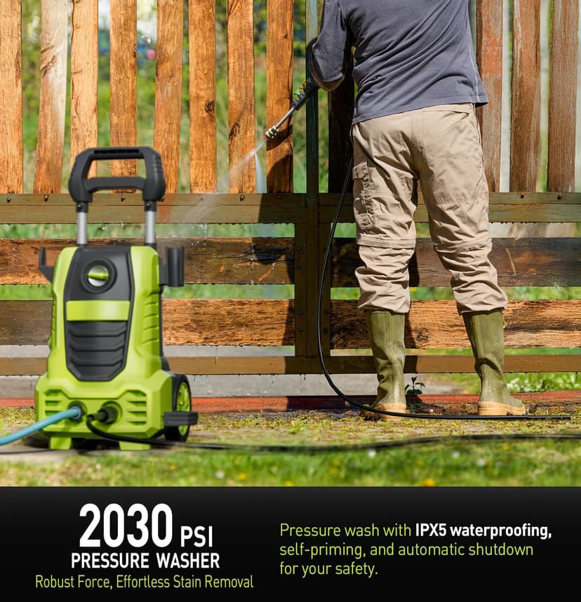 Electric Pressure Washer, 26 FT Hose Pressure Cleaner 2030 PSI with 4 Nozzles Tips,Surface Cleaning with Upgraded Swivel Joint for Car/Fences/Patios/Daily Needed (Mint Green)