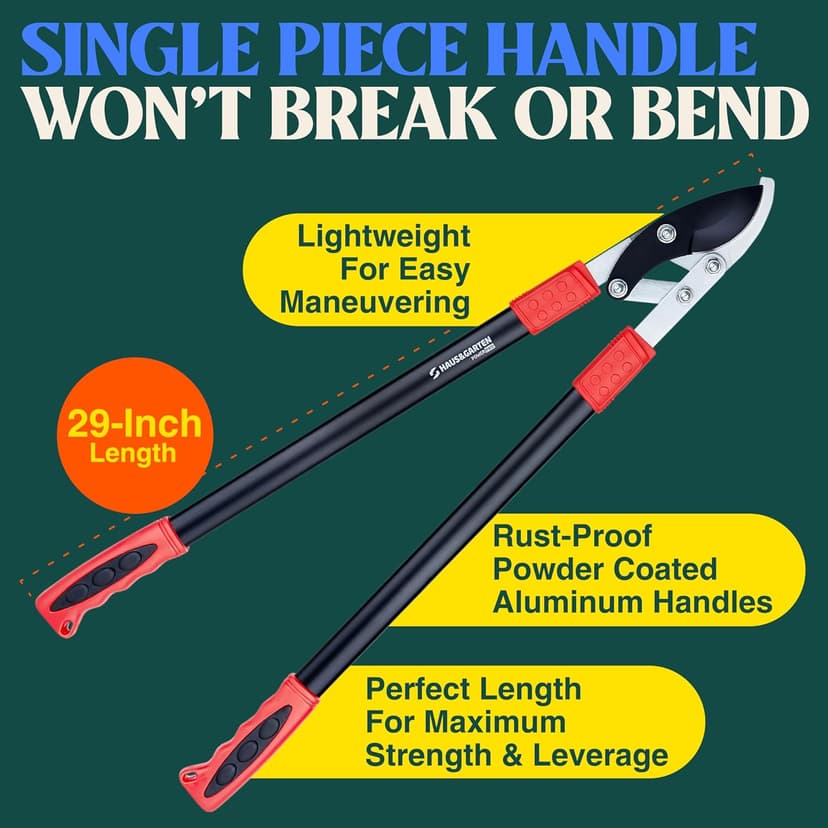 PowerPRO Compound Action 29" Bypass Loppers - Use as loppers for tree trimming, branch cutters, heavy-duty garden pruning tree clippers, lopping shears