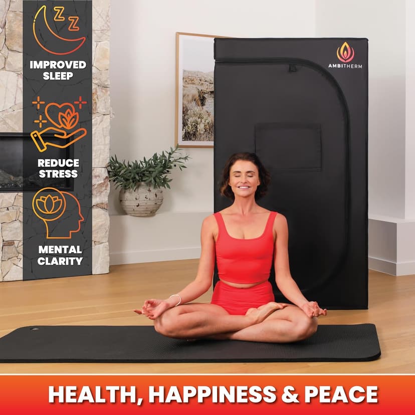 Extra Large Portable Infrared Sauna – Large Sauna Tent, + 50% Legroom, Warm Relaxation with 6 Infrared Panels; Comfortable High-Back Chair and Tablet Holder