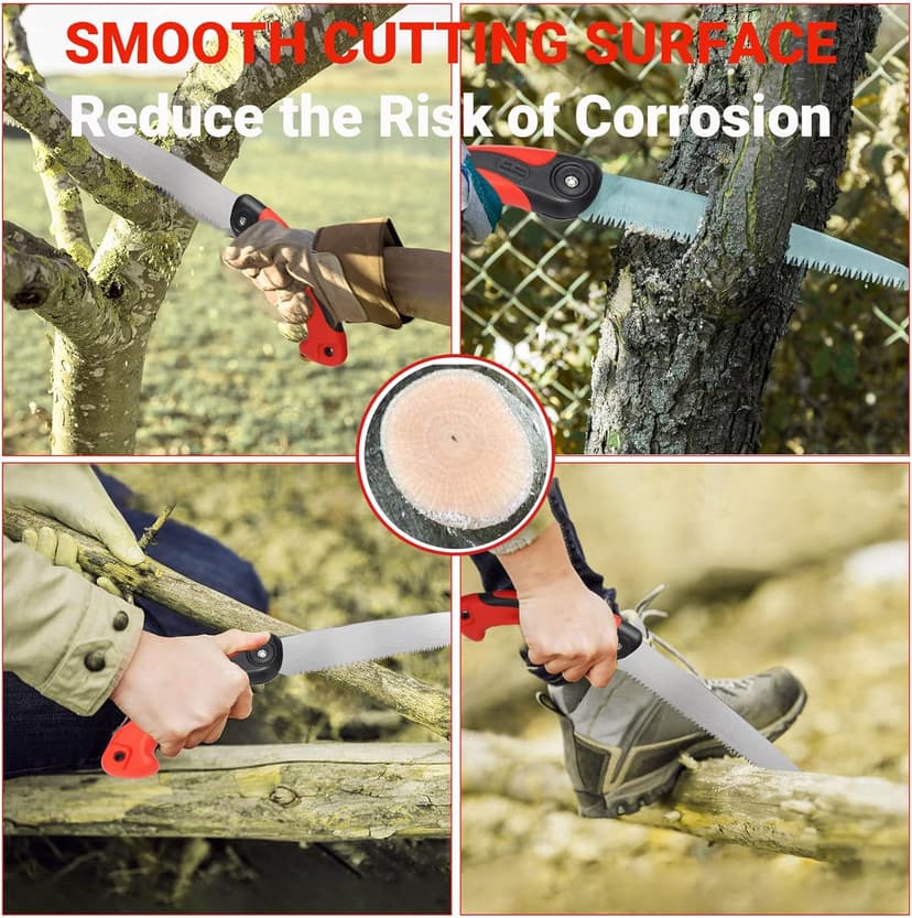 Pruning Saw with Scabbard Japanese Fixed Straight Hand Saw, Portable Tree Limb Cutter 11 Inch Blade Garden Pruner tool for Camping, Dry Wood and Fruit Trees