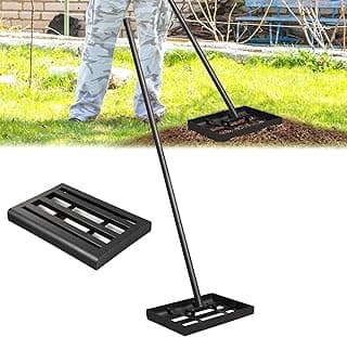 Lawn Leveling rake, 14.1"×9.8" Heavy Duty Lawn Leveling Rake, 38.4 to 74.9 Inches Adjustable Handle, Lawn Leveling Tool, Landscape Rake for Farm, Garden, Golf Course