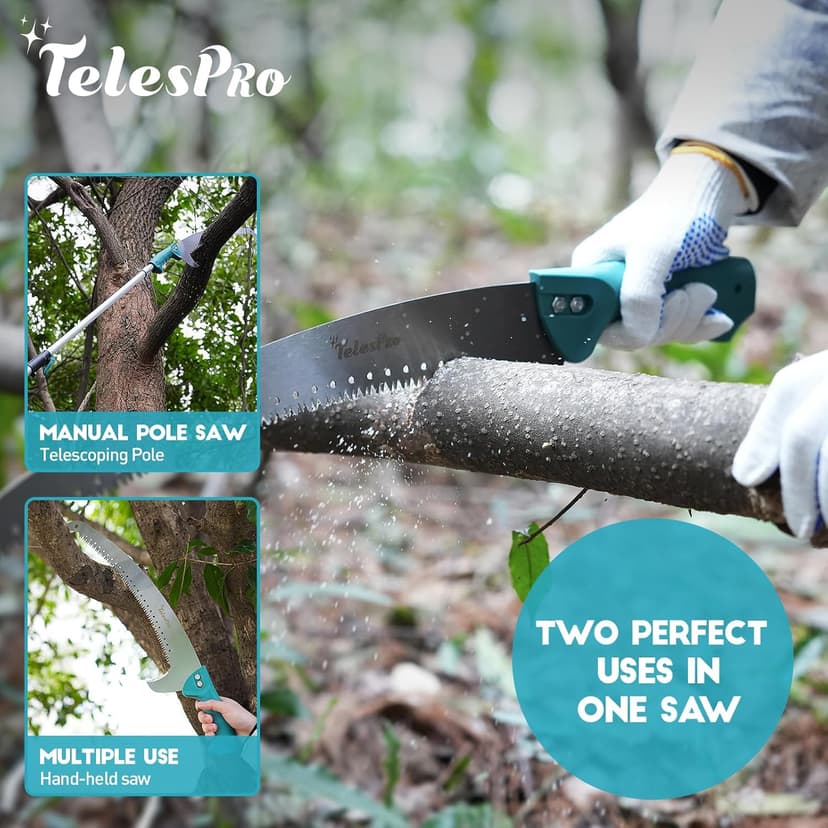 Multi-Purpose Handheld Pruning Saw - 16-Inch Blade, Compatible with Standard US Acme Thread Poles (Pole Sold Separately), Ideal for Tree Trimming