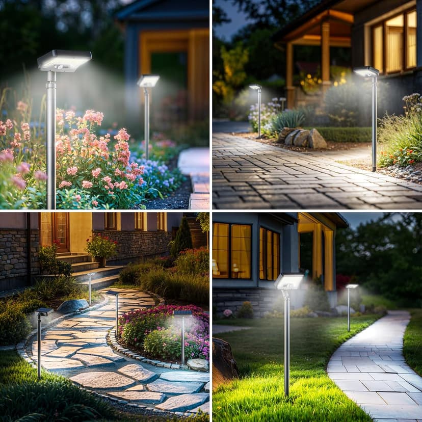 Tryme Solar Lights Outdoor Pathway, 92 Led Bright Waterproof Walkway Lights with Adjustable Angle & 3 Motion Sensor Modes for Driveway, Sidewalk, Garden, Yard, Patio, Landscaping (2 Pack)