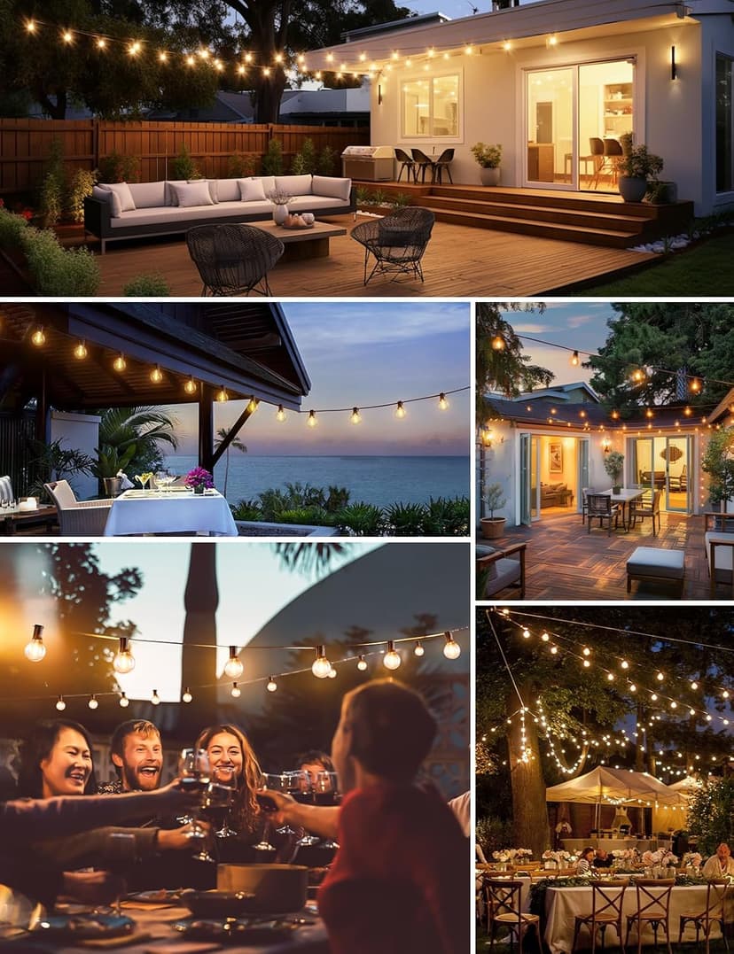 Outdoor String Lights 300 FT Globe LED Patio Lights with G40 Plastic Bulbs,Waterproof Shatterproof Dimmable Connectable Hanging for Backyard Porch Balcony Party Cafe Deck Decor