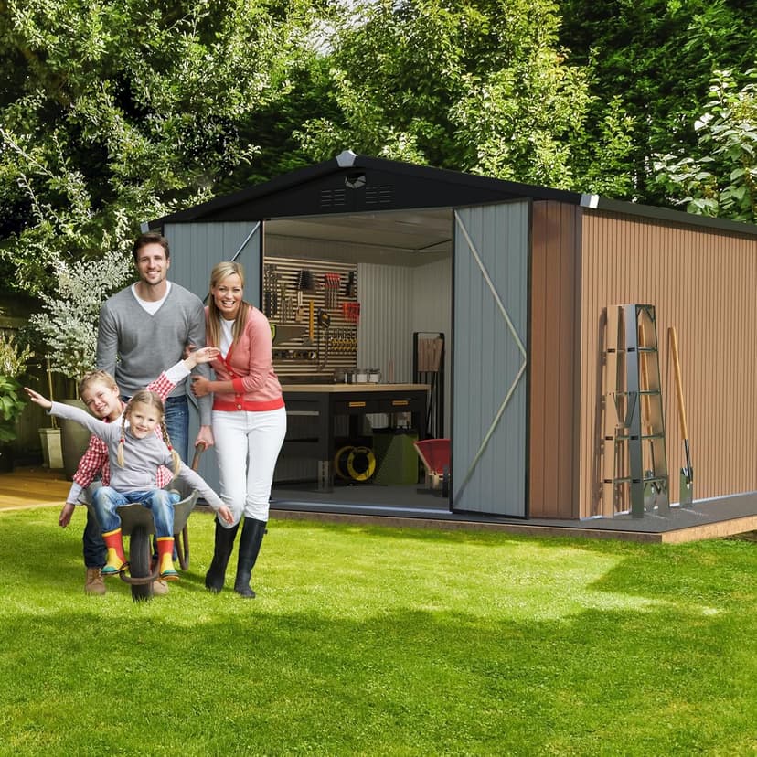 Metal Storage Shed,Outdoor Storage Building 10x12,Large Backyard Shed with Lockable Doors,Waterproof Outside Storage Sheds