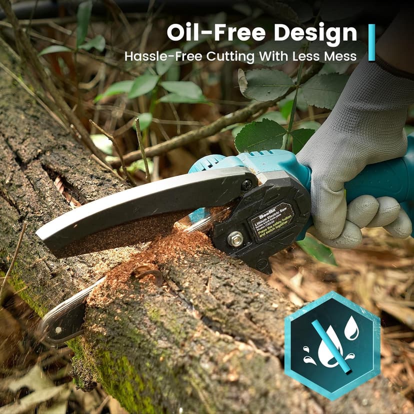 Seesii Mini Chainsaw Cordless 6-inch, Handheld Electric Power Chain Saw with 2 Batteries, for Tree Trimming Wood Cutting, Best Gifts for Dad, Husband