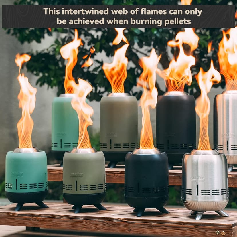 ONLYFIRE OUTDOOR LIVING Tabletop Fireplace with Unique Flame, Portable Fire Pit with Storage Bag for Camping Tailgating Patio Backyard Bonfire, Smokeless Wood Burning Mini Camp Stove 9.5", FP055 Black
