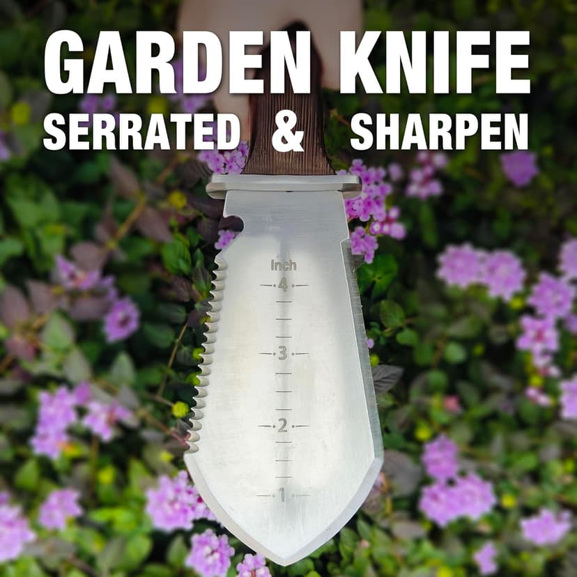 4-in-1 Hori Hori Garden Knife Heavy-Duty Small Gardening Trowel, for quick digging, cutting, weeding