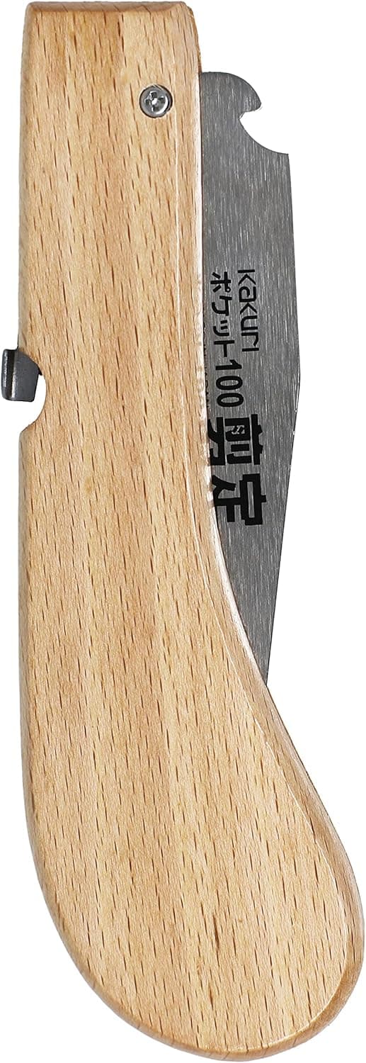 KAKURI Pruning Saw Folding 4" for Garden, Camp, Bushcraft, Japanese Pull Saw Razor Sharp Japanese Steel Blade, Mini Pocket Hand Saw for Tree Branch Cutting, Foldable Wood Handle, Made in JAPAN