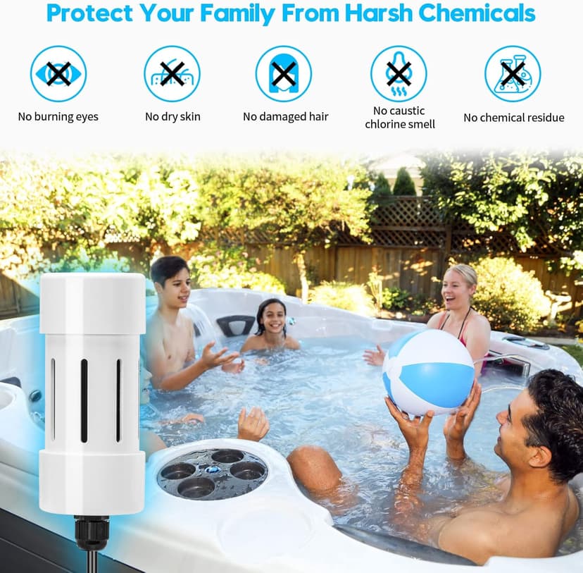 Salt Chlorine Generator, Briidea Chlorine Generator with USA-Made Titanium Cell, Ideal for Hot Tubs & Swim Spas Up to 2000 Gallons, Chemical-Free & Cost-Effective Maintenance