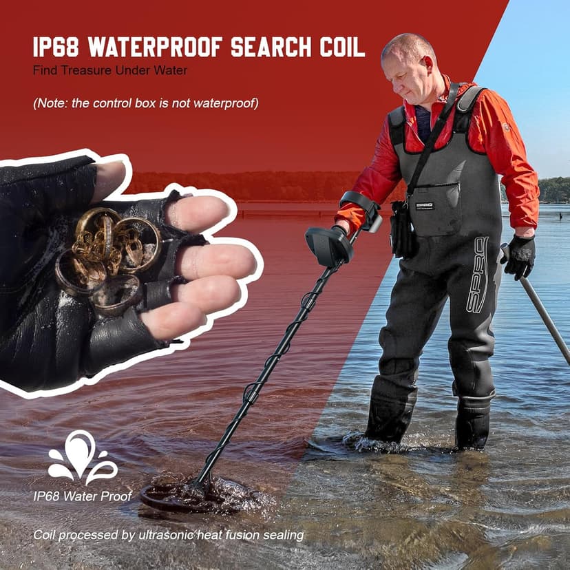 Metal Detector for Adults, Professional Higher Accuracy and Sensitivity, IP68 Waterproof Metals Gold Detector with LCD Display, 4 Modes, Upgraded DSP Chip 12.8” Detection Depth Metal Detectors